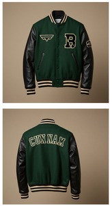 Chaqueta Varsity de Béisbol Personalizada para Hombre, Invierno, Lona de Alta Calidad, Bordado Chenille, Mangas de Cuero, Logotipo Frontal - Product Image 4