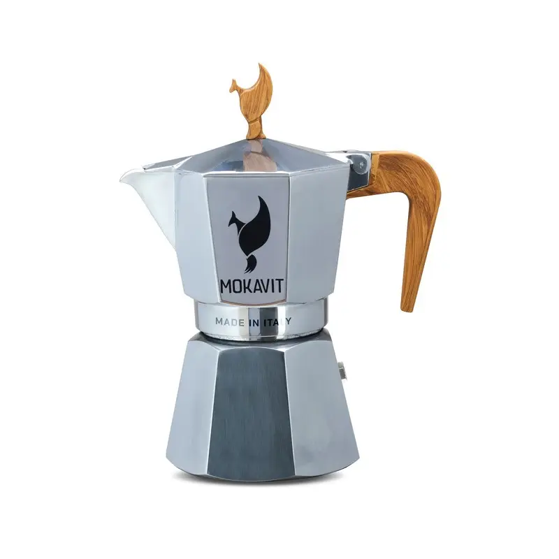 Tirol Coffee Moka Pot Aluminum Espresso Coffee Maker Wood Handle 6 Cups Heat Resistant Kitchen Tools Accessories