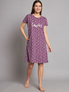 Camisón de Encaje 100% Algodón para Mujer, Manga Media, Largo Completo, Tejido Transpirable, Estampado Animal, Elegante, Primavera Verano - Product Image 3