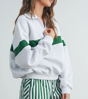 Sweat-shirt à demi-zip pour femme de qualité supérieure, vêtements en coton respirant pour le jogging, sports, sweats à capuche et ensembles de survêtement pour femmes
