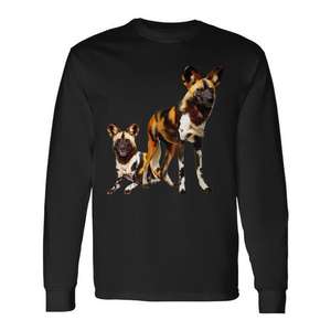 T-shirt à manches longues pour les amoureux des chiens, motif chiens peints africains - Product Image 1