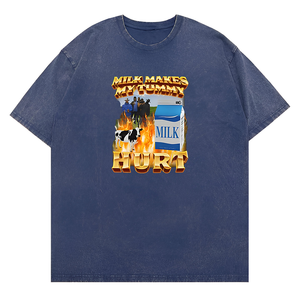 T-shirt grafica divertente da latte "il latte mi fa male la pancia" intollerante al lattosio - Product Image 3