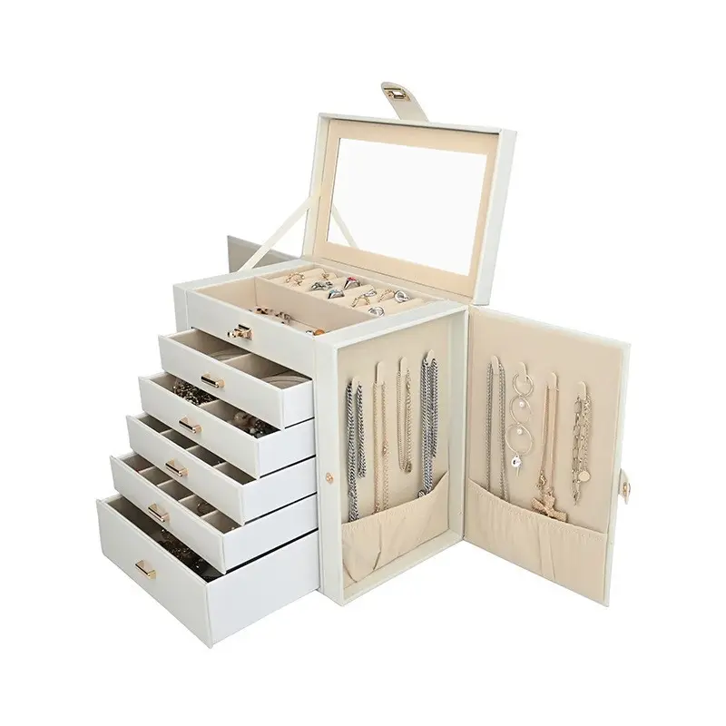 Laimao Boîte à bijoux de luxe en cuir PU moderne pour de grands espaces Boîte à bijoux d'emballage