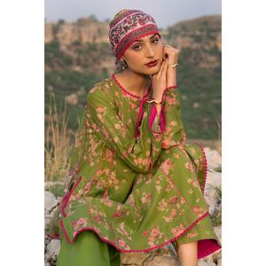 BM-52039 Ensemble 3 pièces non cousu en mousseline imprimée avec dupatta en mousseline brodée, respirant et translucide pour événements diurnes XS 6XL - Product Image 4