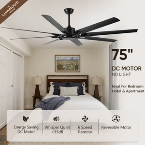 Ventilateur de plafond industriel moderne de 75 pouces, ventilateur de plafond à 8 pales avec télécommande pour garage commercial, patio - Product Image 2