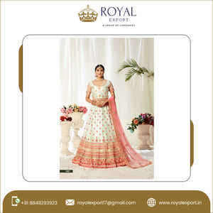 ชุดปาร์ตี้เนื้อผ้าตาข่ายหนาดีไซเนอร์ชาวอินเดียพร้อมลำดับการปักผ้าไหมซาตินสองชั้นคอลเลกชัน Lehenga Choli สำหรับเจ้าสาว - Product Image 5