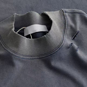 T-shirt homme 425 g/m² col rond côtelé large 4 cm, manches courtes, 100 % coton, délavage vintage, effet vieilli, grammage lourd - Product Image 4