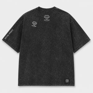เสื้อยืดคอตตอนหนาน้ำหนักมากทรงโอเวอร์ไซส์ลายกราฟิกสีดำสไตล์วินเทจสตรีทแวร์แขนสั้นสำหรับผู้ชายและผู้หญิง - Product Image 4