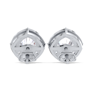 IGI Certified Lab Grown Diamond Cushion Halo Stud <b>Earrings</b> <b>Solid</b> 925 Sterling <b>Silver</b> Classic Diamond Halo Studs - Product Image 2