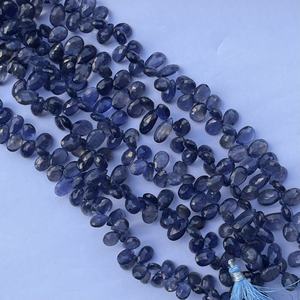 Cuentas de Briolette facetadas para fabricación de joyas, joyería, collar, pulsera, color azul Natural, piedra de iolita, en forma de pera, 8mm, 10mm, 12mm - Product Image 3