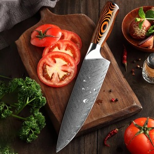 Venta al por mayor personalizado OEM ODM servicio profesional Chef cuchillo estilo japonés Damasco acero Pakka mango de madera cuchillo de cocina afilado - Product Image 3