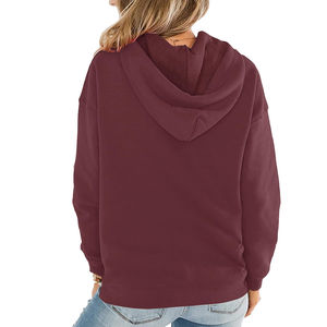 Wholesale New Design Winter Casual Wear <b>Women</b> Pullover Hoodie Solid Color 100% Cotton Anti-Pilling Front Logo - Product Image 2