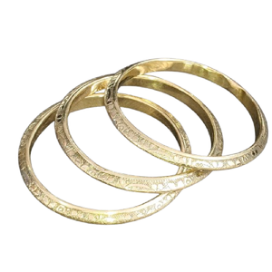3-Piece Set Vintage Gold Plated Etched Metal Bangles, Indian Ethnic Floral Engraved Brass <b>Bracelets</b>, Luxury <b>Stacking</b> Bangle Set - Product Image 2