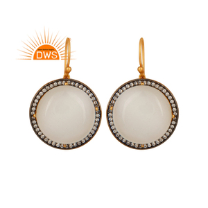 Pendientes colgantes de plata de ley más vendidos, chapado en oro de 18 quilates, piedra de Luna Blanca Cz Natural, piedras preciosas, fabricación de joyería fina Demi - Product Image 1