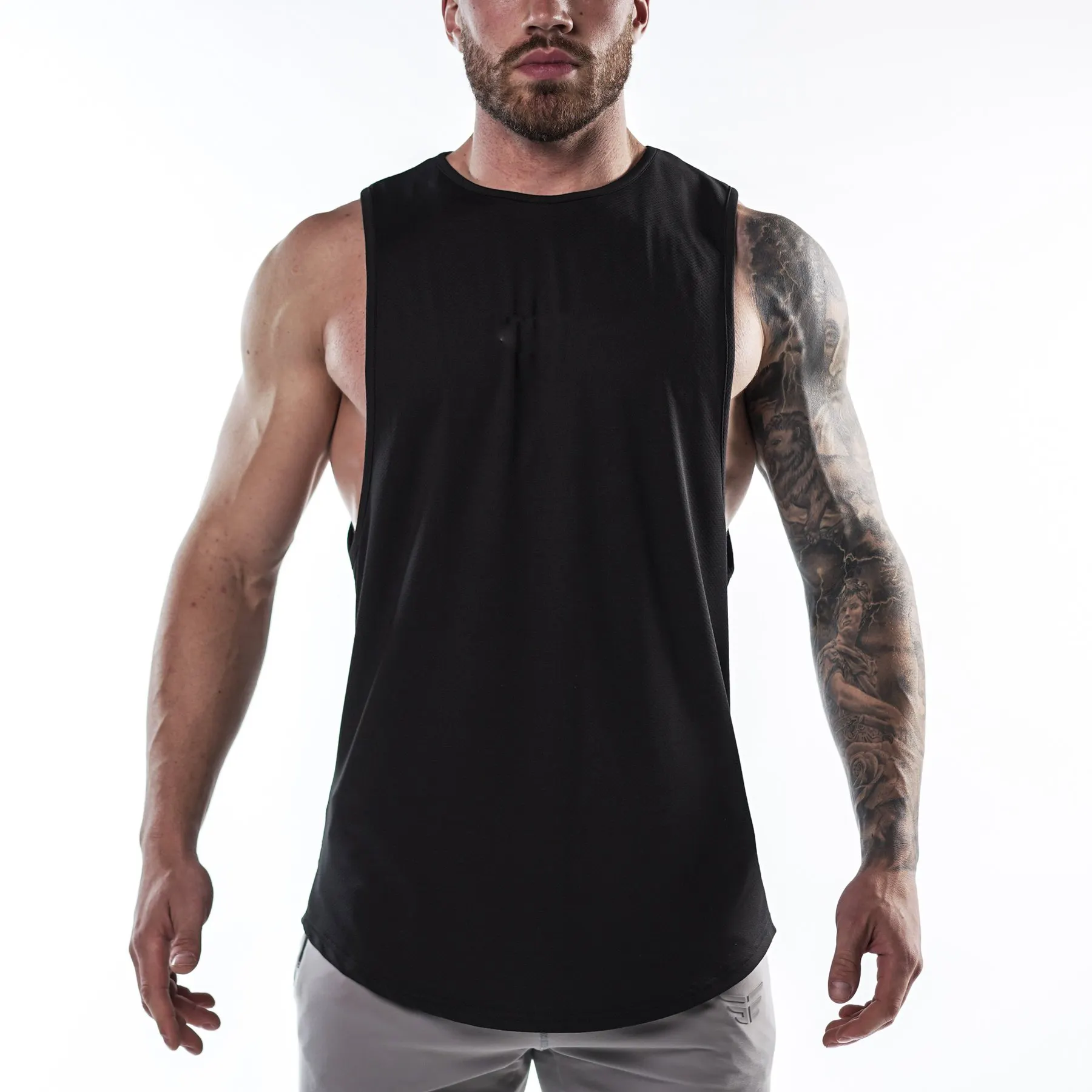 Op Maat Gemaakte Mannen Tanktops Groothandel Plus Size Mouwloze Fitness Bodybuilding Zwarte Singlets Mannen Actieve Vesten