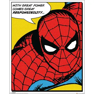 Impresión artística moderna de Spider-Man con cita: Gran poder viene con gran responsabilidad - Product Image 1
