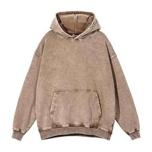 Sudadera con Capucha de Alta Calidad Personalizada, 100% Algodón, Lavado Ácido, Térmica, Impermeable, Gruesa para Invierno, Hombros Caídos, Estilo Vintage - Product Image 1