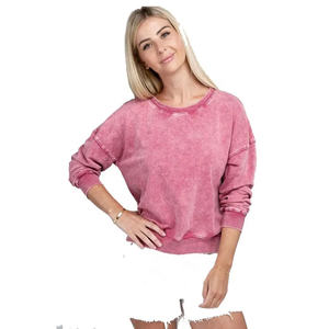 Sudaderas de Cuello Ancho con Hombros Caídos, Lavadas al Ácido, Desteñidas por el Sol, de Alta Calidad para Mujer, Invierno y Otoño, 100% Algodón - Product Image 2