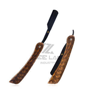 มีดโกนตรงแบบพกพาสำหรับผู้ชายด้ามจับไม้น้ำหนักเบาพร้อมใบมีดสแตนเลสสำหรับกรูมมิ่ง - Product Image 3