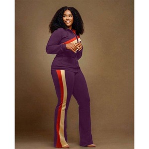 Haute qualité femmes 2 pièces Zip survêtement personnalisé haut court à capuche ensemble Fitness Zip sweats pantalons décontractés ensemble femmes survêtements - Product Image 2