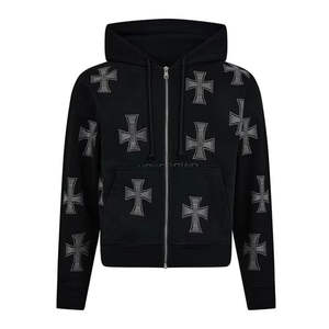 ชุดวอร์มลำลองสำหรับผู้หญิง คุณภาพพรีเมียม ปี 2026 ระบายอากาศได้ดี บริการ OEM ทรงปกติ มีฮู้ด ประดับคริสตัลทั่วตัว ล้างสีแบบ Acid Wash - Product Image 2