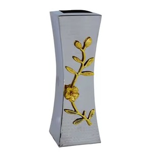 Jarrón de Metal plateado rústico, maceta decorativa hecha a mano para decoración del hogar, mesa de comedor y estilo Interior de entrada - Product Image 3