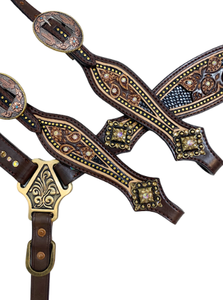 Décoré avec Paisley Sculpture Accessoires de cheval personnalisés Bride de tête de cheval en cuir pour tête de cheval - Product Image 5