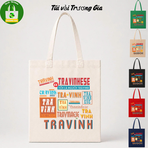 กระเป๋าผ้าแคนวาส Truong Gia ขนาดกลาง พร้อมซิป กระเป๋าช้อปปิ้ง ลาย Tra Vinh - Product Image 1