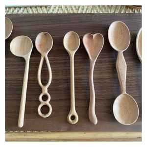 Cuillères en bois écologiques, outils de cuisine faits à la main du Vietnam, ensemble de cuillères à long manche en bois naturel pour cuisiner et servir - Product Image 5