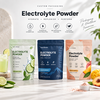 Sachets de poudre d'électrolytes personnalisés avec fermeture éclair refermable, emballage haute barrière pour mélange d'hydratation et nutrition sportive
