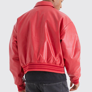 Chaquetas universitarias Estilo Vintage para hombre con parche bordado de chenilla personalizado chaquetas de béisbol y bombardero de manga de cuero al por mayor - Product Image 5