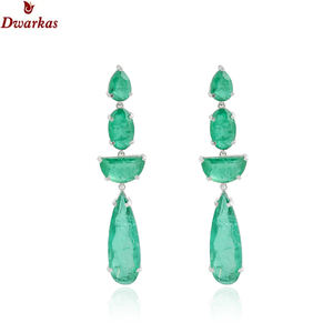 Bijoux fins de luxe 925 argent Sterling Doublet émeraude pierres précieuses boucles d'oreilles à la mode pour dames et filles - Product Image 2