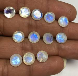 Natural Rainbow Moonstone Round Cut Faceted Pointed Back Loose Gemstones 2.5mm to 12mm for Jewelry Making - Product Image 2
