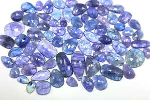 พลอยแทนซาไนท์เจียระไนรูปดอกกุหลาบเจียระไนแบบเจียระไนเพชรเทียม75ชิ้นเครื่องประดับชิ้นธรรมชาติทำอัญมณีหลวม8x6mm-24x11mm 378กะรัต - Product Image 6