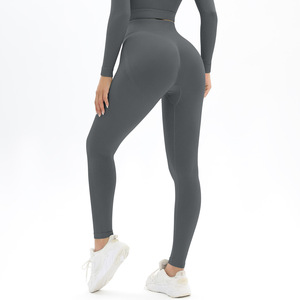 Ensemble de leggings de sport de yoga pour femmes, en polyester/nylon sans couture, respirant, antibactérien, séchage rapide, extensible, haute élasticité - Product Image 6