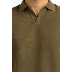 Chemise de golf pour homme, coupe classique, anti-plis, séchage rapide, tissu tricoté, brodée, unie, manches courtes, confortable, 100 % coton - Product Image 2