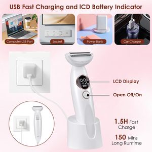Depiladora Eléctrica Recargable 5 en 1 para Mujer, Afeitadora Corporal Húmeda y Seca sin Dolor, Cinco Cuchillas, IPX7, para Rostro, Brazos, Muslos y Zona del Bikini - Product Image 6