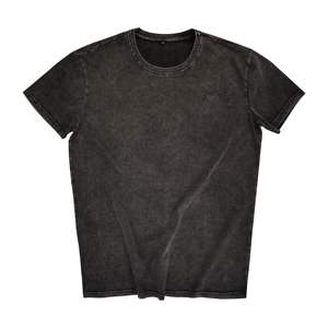 Camisetas para hombre con estampado de logotipo vintage personalizado lavado con ácido estilo desteñido hombro caído 100% algodón 300 gramos tela peso frontal - Product Image 3