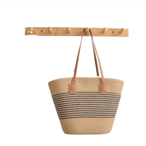 Bolsos de mano de jacinto de agua natural con cierre de cremallera para mujer - Product Image 1