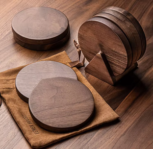 Posavasos de nogal Premium con grano de madera rico para cenas sofisticadas y decoración del hogar de Tradebyd - Product Image 3