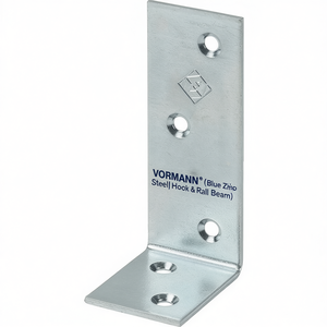 VORMANN Blue Zinc Plated Steel <b>Hooks</b> & <b>Rails</b> Beam Angle L120x80mm 35mm Width 4mm Thickness Pack Size 10 - Product Image 3