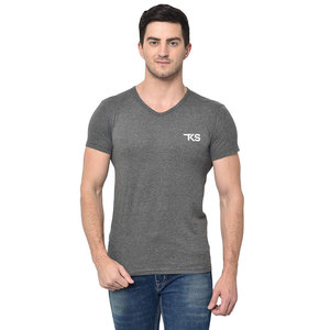 Camiseta ligera de algodón para hombre 100% algodón manga corta suave ajuste relajado verano cuello en V camiseta - Product Image 3
