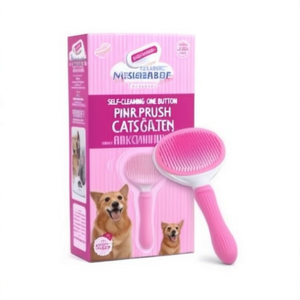 Self-Cleaning One <b>Button</b> Pet Hair Brush for Cats and <b>Dogs</b> Pink Comb Collector - Product Image 2