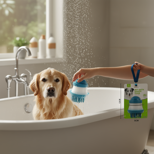 Handheld <b>Pet</b> Bath Scrubber with Hanging Strap Hook Card Packaging for <b>Cleaning</b> & <b>Bathing</b> - Product Image 3