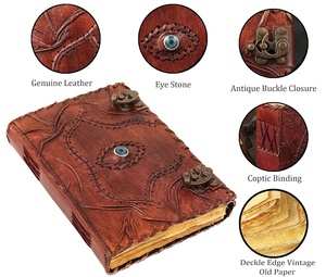 Vintage Hocus Pocus Book Spells Cuaderno de cuero de tapa dura ecológico Deckle Edge Tamaño personalizable Color Decoración de Halloween Regalo - Product Image 2