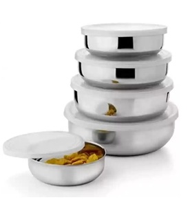 Ensemble de bols de haute qualité, design moderne et luxueux, écologique, en acier inoxydable avec couvercle en plastique, pour la cuisine domestique, vente chaude, pour aliments. - Product Image 2