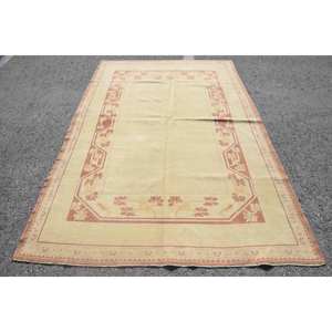 Classic Vintage Turkish Rug 5.7 X 8.5ft Handmade <b>Wool</b> Patchwork Design Rectangle Style Tabriz Latex Bedside Rug Yellow <b>Brown</b> - Product Image 1