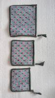 Pochettes matelassées en coton imprimé en blocs sur mesure en ensemble de 3 pièces, idéales pour les magasins à domicile pour la revente