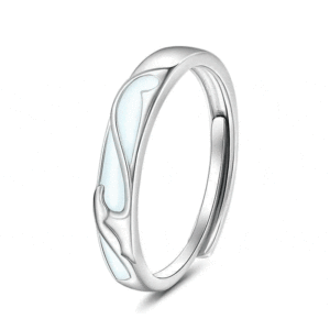 Jeulia Glowing Rhodium Plated Sterling <b>Silver</b> Men's <b>Band</b>-Trendy Hiphop Engagement <b>Ring</b> - Product Image 1