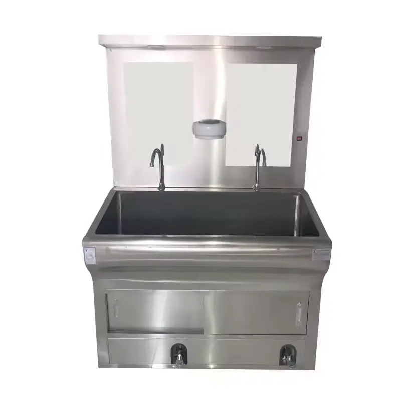 Fully automatic induction sink with hot and cold water for hand-washing in medical and food handling